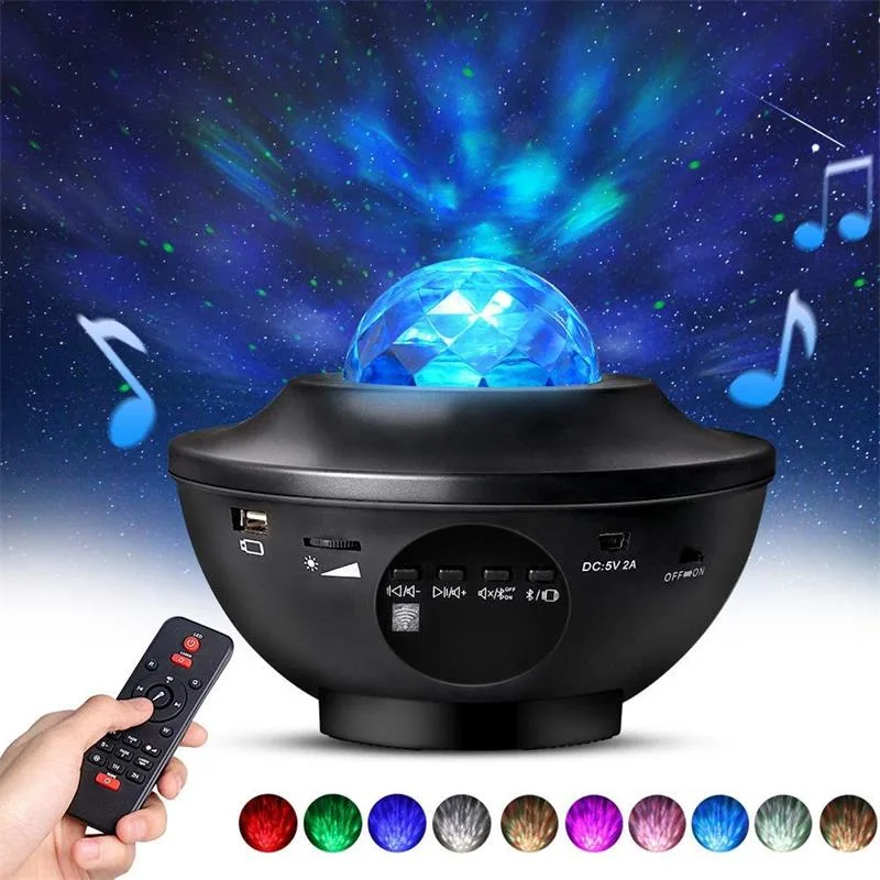 LED Night Light Projector Remote Control Music Sleep Cosmic Aurora Night Light