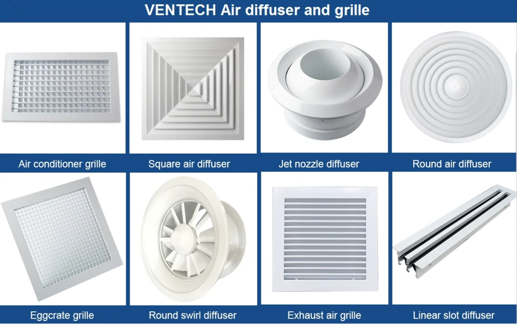 Ventilation Rotational Metal Swirl Diffuser Air Terminal Adjustable Air Diffuser