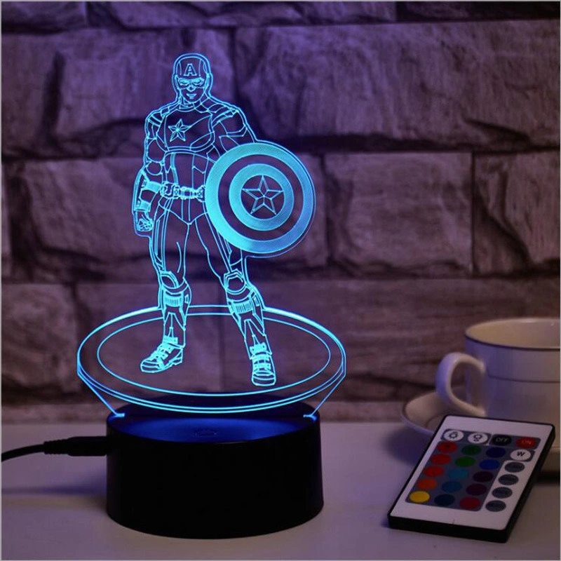 3D Illusion Captain America Lamp 3D LED Night Light Kids Desk Lamp Bedroom Decoration Dimmer Lamps Study Light Table Lamp Desk Lamp Reading Lamp Bl15676