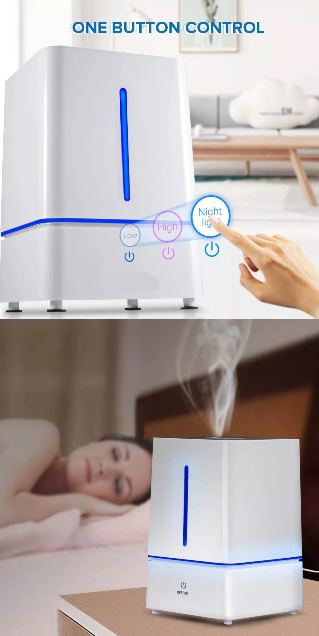 360° Cool Mist Nozzle Ceramic Filter Ultrasonic Air Humidifier with Home and Office Aromatherapy Essential Oil Aroma Diffuser