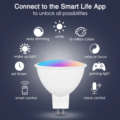 Светодиодная лампа Gu5.3 MR16 WiFi Alexa Google Home Assistant Ifttt Tuya Smart Life APP с дистанционным управлением RGB светодиодный диммер